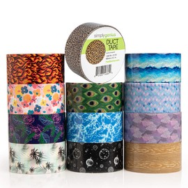 Simply Genius (12 Pack) Patterned and Colored Duct Tape Variety Pack Tape Rolls Craft Supplies for Kids Adults Patterned Duct Tape Colors, 10 Yards, 120 Yards Total (Nature Patterns)