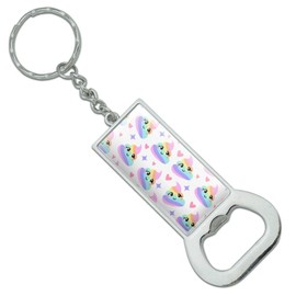 GRAPHICS & MORE Cute Rainbow Poop Pattern Keychain Rectangle Chrome Plated Metal Bottle Cap Opener