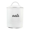 AuldHome Design Farmhouse Enamelware Oatmeal Canister (White); Rustic Distressed Style
