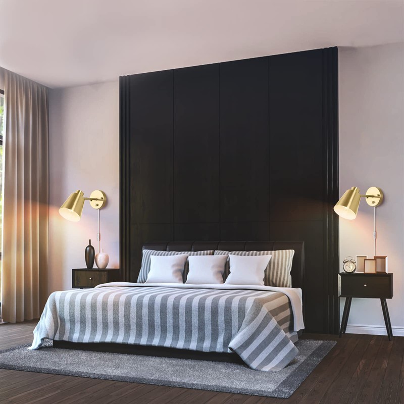 VATONI Plug in Wall Sconces, Dimmable Wall Sconces Adjustable Angle