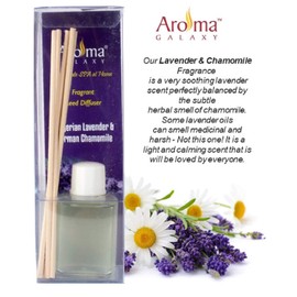 AROMA GALAXY Lavender and Chamomile Reed Diffuser Set/Aroma Reed Diffuser/Home Fragrance/Scented Reed Diffuser for Offices, Home- 30 ML with 6 Reed Sticks, Small White