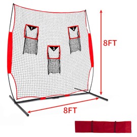 FLITURE Football Throwing Net with 3 Target Pockets Football Target Net Replacement - 8x8 Ft, Quarterbacks Improving Football Accuracy Throwing, Includes Carrying Bag