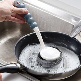 Paquete de 3 limpiadores de acero inoxidable con asa, depurador de lana de acero para limpiar platos, esponjas de metal para ollas, fregadero, sartenes, parrillas