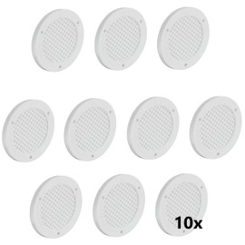 Gedotec Ventilation Grille Round for Ventilation | Pack of 10 Exhaust Air Grille White 60 mm | Indoor and Outdoor | BREATHE | Air Rosette Perforated Flat Made of Plastic | for Inlet and Nailing |