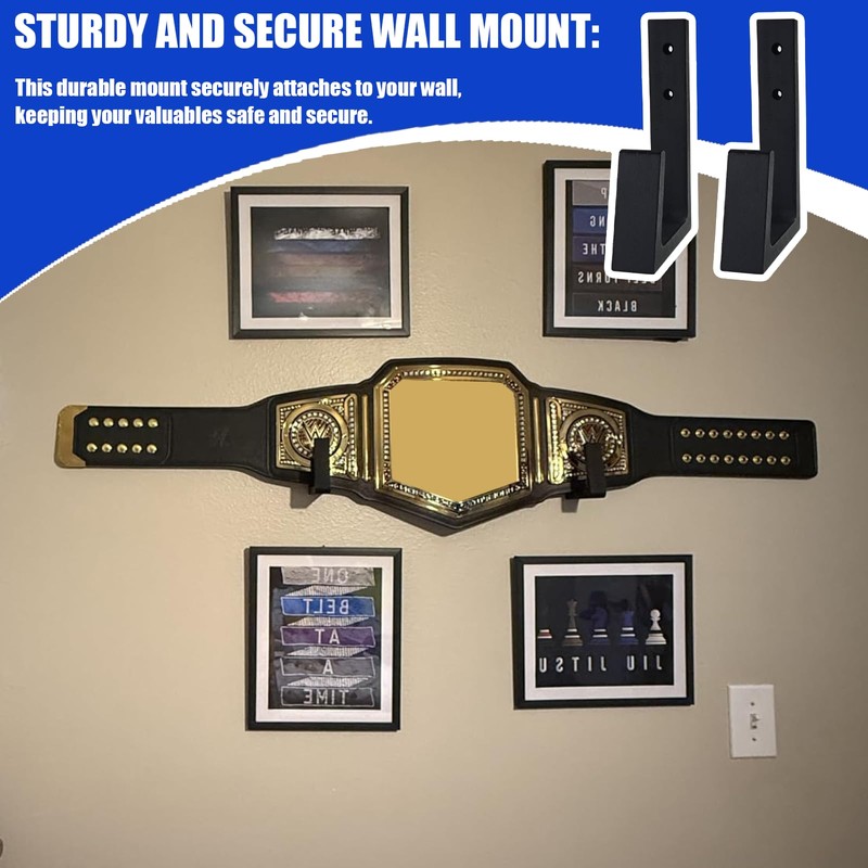 Wrestling Belt Wall Display Holder Compatible with WWE Belts, Wooden