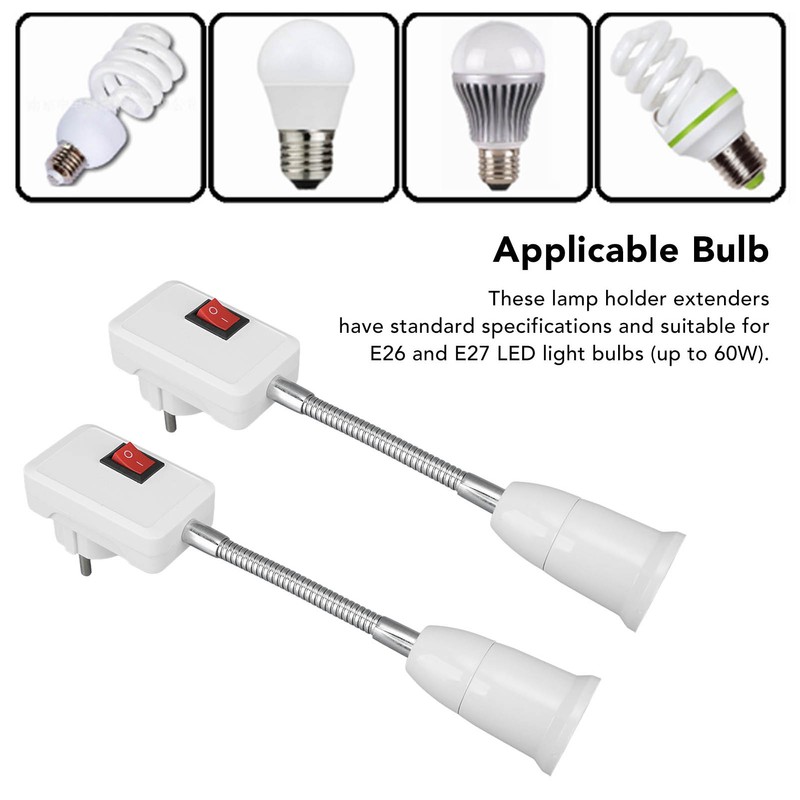 2PCS E27 E26 Hose Lamp Holder with Switch Universal 360