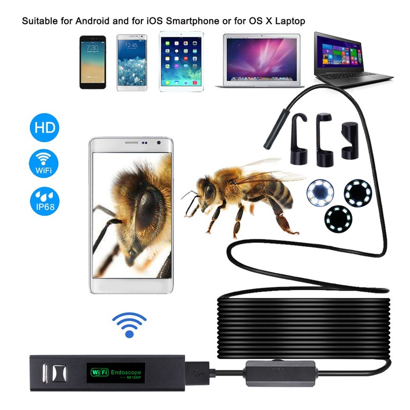 Wireless Endoscope Phone WiFi Borescope Inspection Camera HD IP68 Waterproof