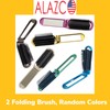 ALAZCO 2 Assorted Colors Folding Hair Brush With Mirror Compact