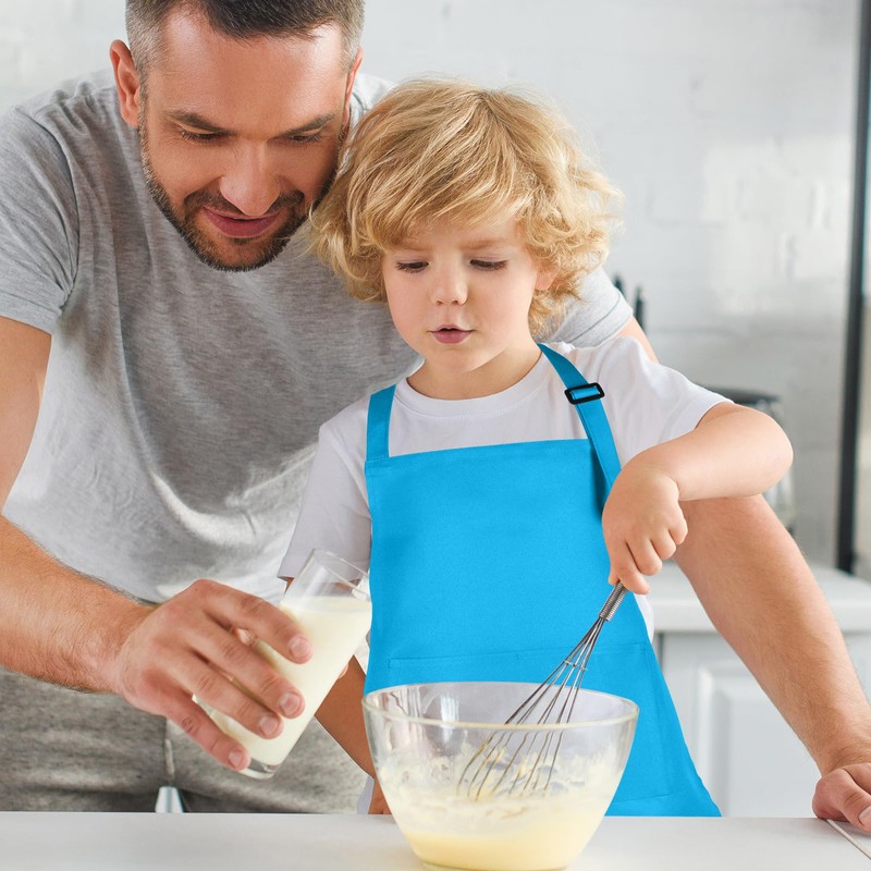 BOUBONI 5 Pcs Kids Apron with 2 Pockets Adjustable Kitchen
