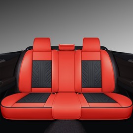 GXT Bench Seat Cover, Premium Faux Leather Bench Seat Covers for Trucks - Universal Fit for Most Sedans SUV Pick-up Truck, Durable for Long Lasting Protection(Bright Red and Black)