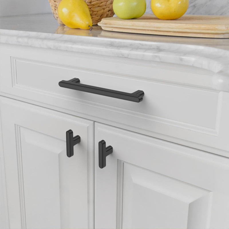 Amerdeco 10 Pack Matte Black Cabinet Pulls 5 Inch(128mm) Hole