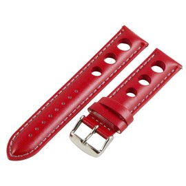 Clockwork Synergy, LLC 26mm Rally 3-hole Smooth Red / Grey Leather Interchangeable Replacement Watch Band Strap