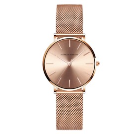 Hannah Martin Women's Watches, Analogue, Quartz, Stainless Steel, Waterproof, Mesh, Ultra-Thin, Bracelet