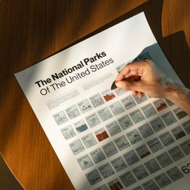 National Parks Scratch Off Poster, Parks of the USA Map Checklist Print,16x20- ALL 63 Parks, US Travel Map Print, USA Gift for Travelers Road Trip