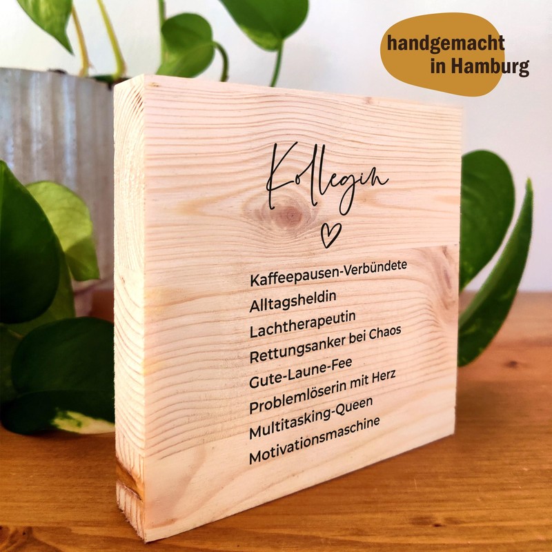 Kollegin Geschenk - Synonyme Kollegin Holzbild + Reagenzglas zum Hinstellen