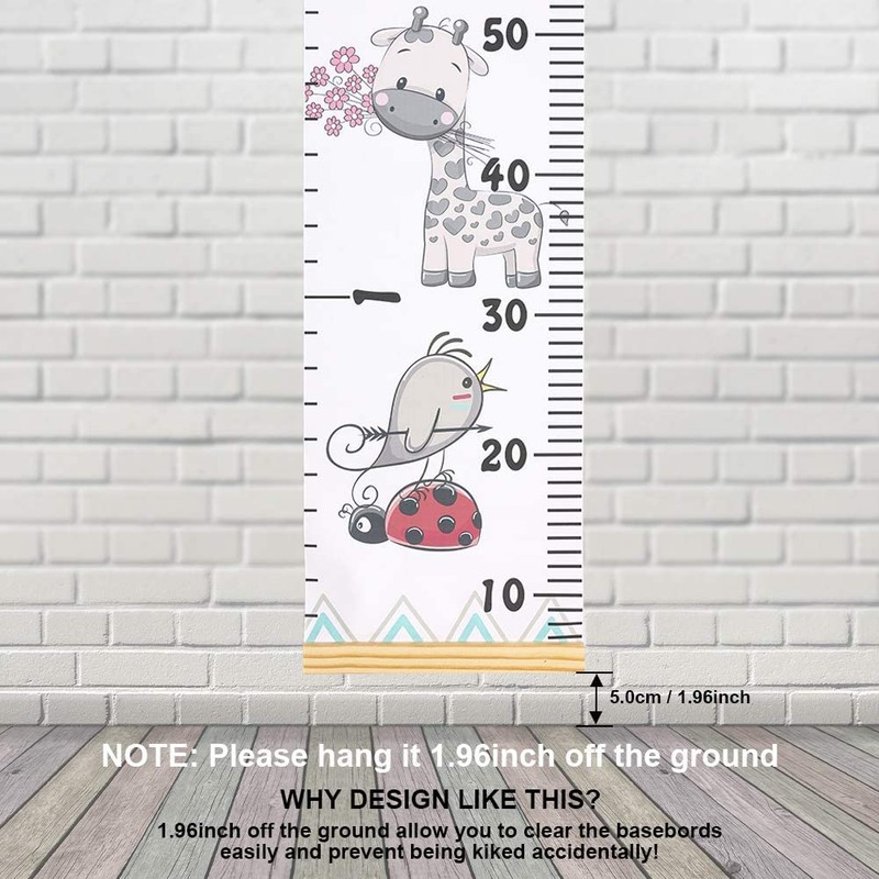 JJGoo Baby Growth Chart Hanging Ruler Wall Decor, Wood Frame