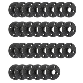 3/4" Black Painted Floor Flange, Home TZH 30 Pack Malleable iron Pipe Flange for Industrial vintage style, Flanges with Threaded Hole for DIY Project/Furniture/Shelving Decoration (30, 3/4 Inch)