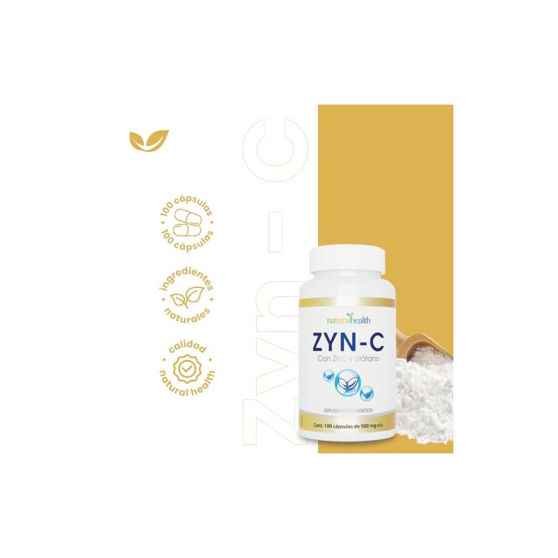 Natural Health ZYN-C | Suplemento Alimenticio con Óxido de Zinc,