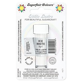 Sugarflair Ice White Edible Lustre Dust, Add a Lustrous Shine to Cakes or Decorations. Brush On or Add Rejuvenator to Create Eye-Catching Edible Paint, Gives Shine to Your Bakes - 2g