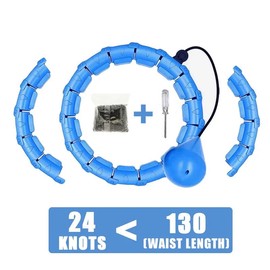 Weighted Hula Circle for Adults, Fit Plus Size 47 Inch/120cm, Include 24 Detachable Links and Waist Trainer for Women, Gym Accessories, Home Workout Equipment, Gym Equipment - Colour: 24-Blue