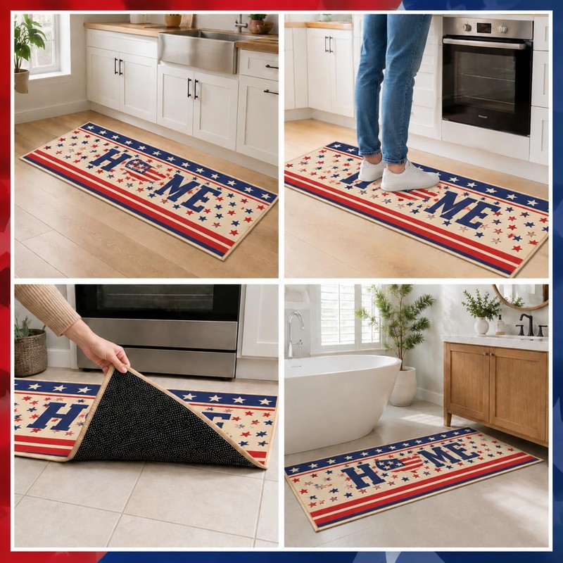 pldnhzua 3 Pcs 4th of July Patriotic Kitchen Mat and