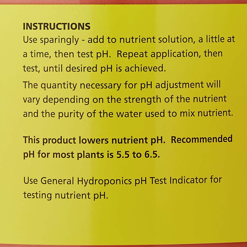 General Hydroponics pH Down Liquid Premium Buffering For pH Stability,