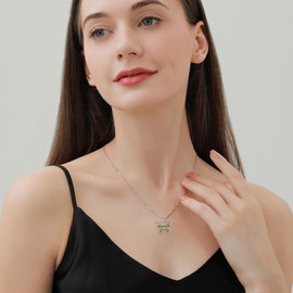 Oskani Butterfly Birthstone Pendant Necklace for Women 925 Sterling Silver 5A Cubic Zirconia August Birthstone Peridot Color Jewelry for Mother's Day Valentine Birthday for Her