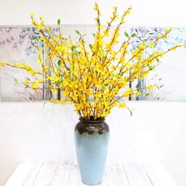 FQQWEE 6Pcs Artificial Forsythia Flower Branches 39 Inch Long Faux Yellow Jasmine Artificial Flowers Stems Silk Winter Spring Forsythia Flowers Bouquets for Floral Arrangement Wedding Home Decor