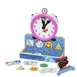Melissa & Doug﻿ T i c k e t y Tock: Wooden Clock Bundle with 1 Theme Compatible M&D Scratch Fun Mini-Pad (33014)
