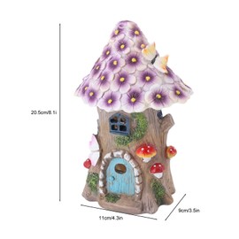 Zerodis Mushroom Garden Statue, Outdoor Solar Fairy House Resin Waterproof Figurine Lights for Outdoor Garden Decor Birthday Gifts