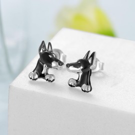 Dog Earrings 925 Sterling Silver Dog Stud Earrings Cute Dog Animal Jewelry Gifts for Women Girls, Sterling Silver, No Gemstone