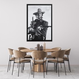 RileyCraftley Western Cowboy Canvas Wall Art – The Outlaw-Inspired 1970s Gunslinger Print – Vintage Western Decor for Man Cave or Office