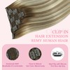 Pinkpearl Clip in Human Hair Extensions #3/8/22 Balayage Walnut Brown