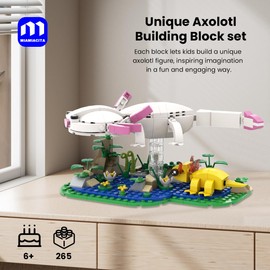 MIAMIACITA Axolotl Toy Building Set, Axolotl Doll Figures with Grass and River Scenery Accessories Building Kits, Axolotl Toys A Gift for Kids, Boys and Girls Ages 6 and Up