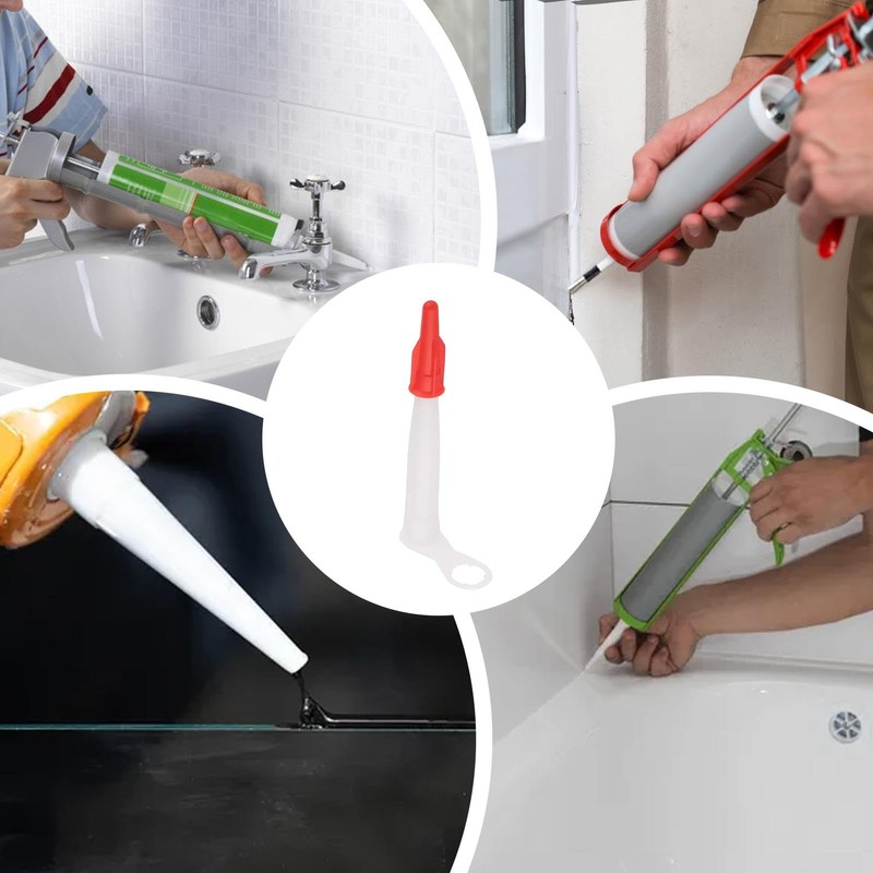 Caulk Nozzle Tip Tool,6X Caulking Tube Nozzle Tips | Red