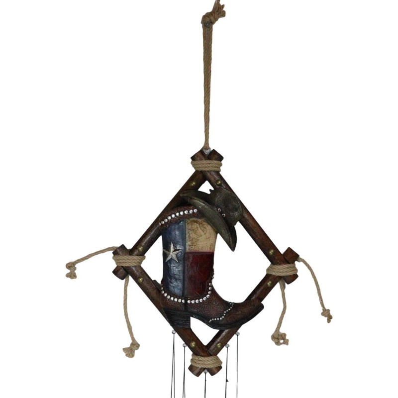 Rustic Western Texas Cowboy Boot And Hat Faux Leather Decorative