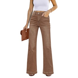 GRAPENT Women Jeans Stretchy Resort Wear for 2023 Womens Western Hippie Outfits Cowgirl Pants Flare Color Pecan Brown Size 16 18 X-Large