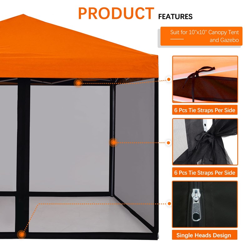 Mosquito Netting Outdoor Screen House Tent Screen Wall with Zipper