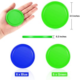 Coopay 12 Pieces Home Air Hockey Pucks 2.5 Inches Heavy Replacement Pucks for Game Tables Equipment Accessories, 12 Grams (Blue and Green)