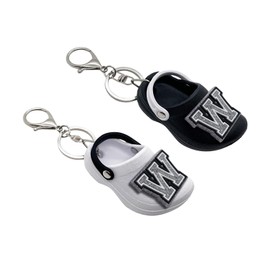 MZLGEK Cute Shoe Keychains with Initial Letters, Mini Backpack Key Chains Charms.(White, W), White, Mini