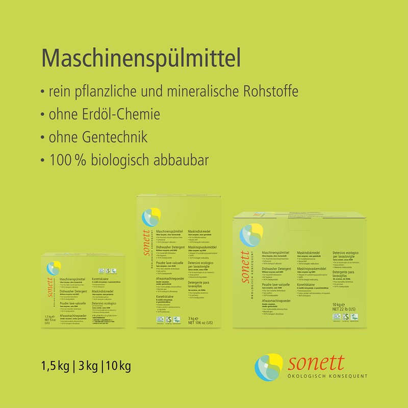 Sonett Maschinenspülmittel für Haushalts-Geschirrspülmaschinen, 1.5 kg