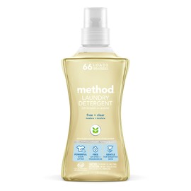 Method Liquid Laundry Detergent; Fragrance Free + Clear; Stain Remover; 66 Loads per 53.5 fl oz bottle; (Pack of 1)