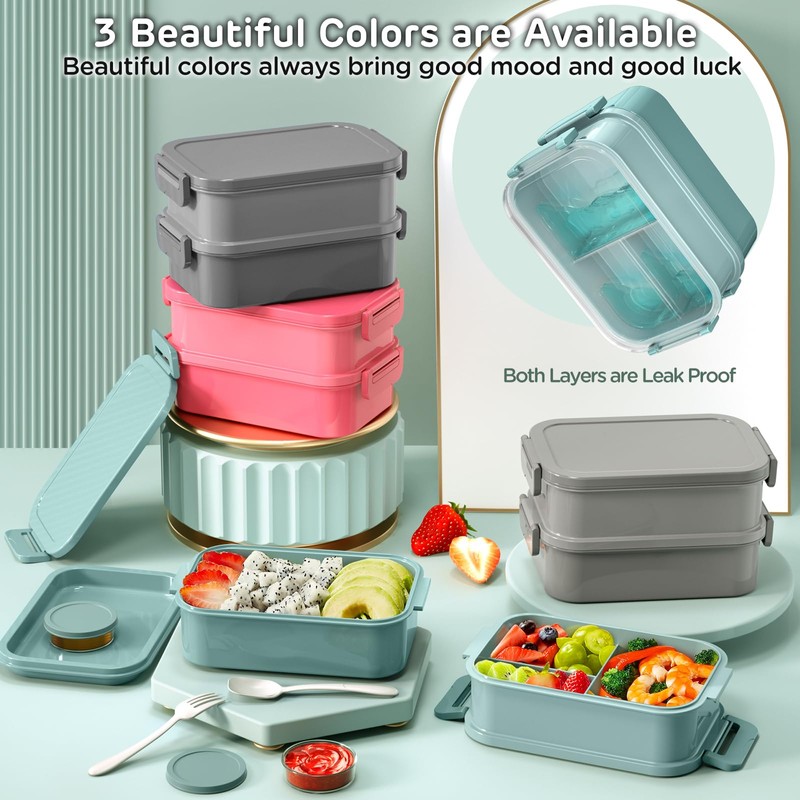 WayEee Lunch Box Adults,2190ml Large Capacity Bento Lunch Box with