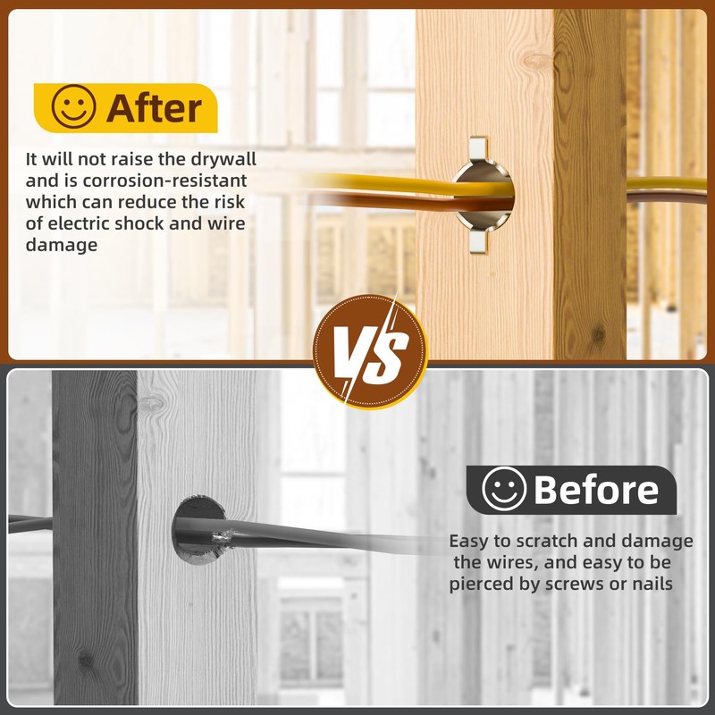 HEIWUKONG 100-Pack Smart Shield Nail Guard for Wire Cable, Stud