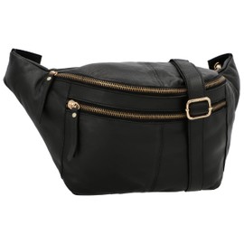 Gusti Freya Leather Belt Bag for Men and Women, Waist Bag, Festival Bag, Handbag, Leather, Black 2, Retro