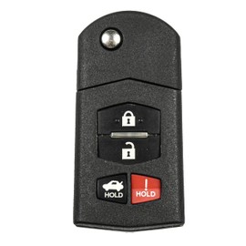 HQRP - Carcasa para llave plegable con mando a distancia con 4 botones compatibles con Mazda 6 2003 2004 2005 2006 2007 2008 2009 2010 2011 2012 2013