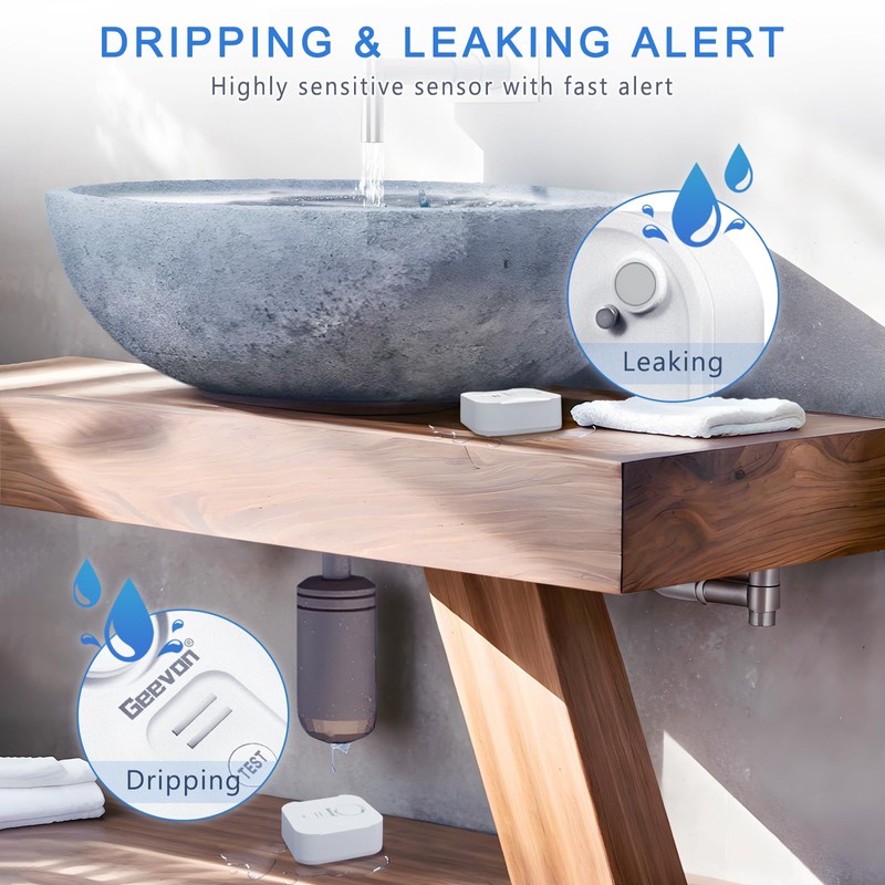 Geevon 10 Pack Water Leak Detectors for Home, 100dB Loud