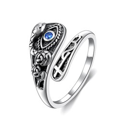 MONGAS Snake Eye Evil Rings for Women Sterling Silver Spoon Snake Ring Adjustable Eye Evil Ring Snake Jewelry for Women