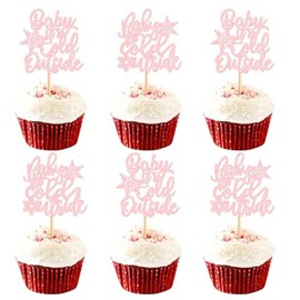 Keaziu - Paquete de 24 piezas de decoración de copos de nieve para baby shower, diseño de copo de nieve, diseño de copos de nieve, cumpleaños, niña, decoración de fiesta, color rosa, 2 unidades