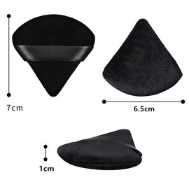 Norhogo Pack of 12 Powder Puff Make-Up Sponge, Washable Triangle Powder Puff Removal Pads, Soft Makeup Tool for Loose Powder, Daily Make-Up, Foundation, Cream, Blush, Black